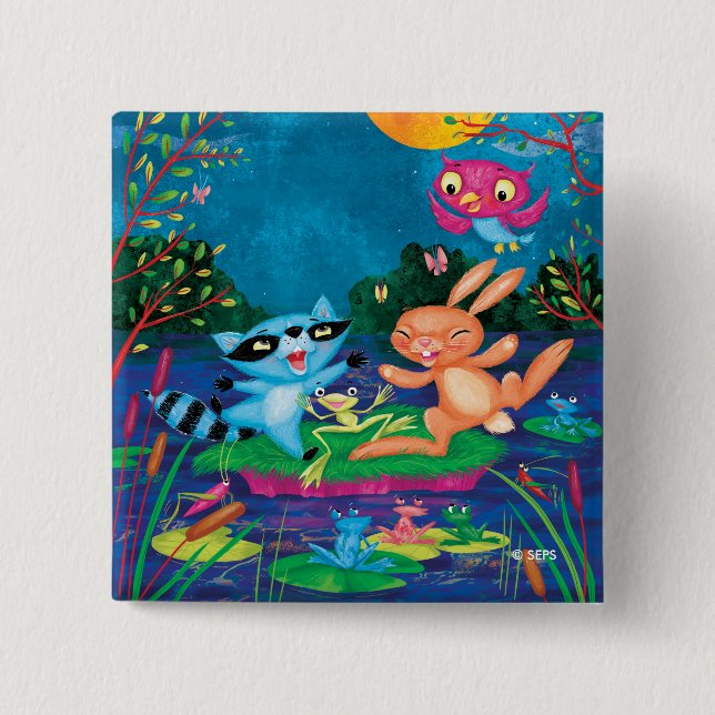 Bóton Quadrado 5.08cm Lua do outono (Frente)