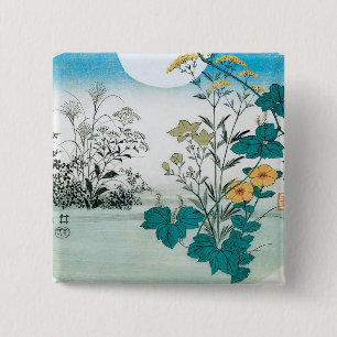 Bóton Quadrado 5.08cm Lua e Flores