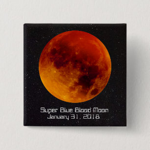 Bóton Quadrado 5.08cm Lua super 2018 do sangue azul