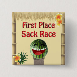 Bóton Quadrado 5.08cm Luau Party Tiki Hut 1 Place Watermelon Sack Race 1
