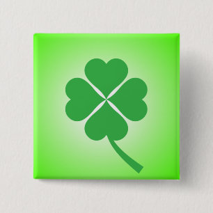 Bóton Quadrado 5.08cm Lucky Four Shamrock Folha Design-87906