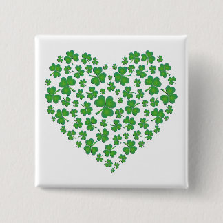 Bóton Quadrado 5.08cm Lucky Irish Shamrock Heart