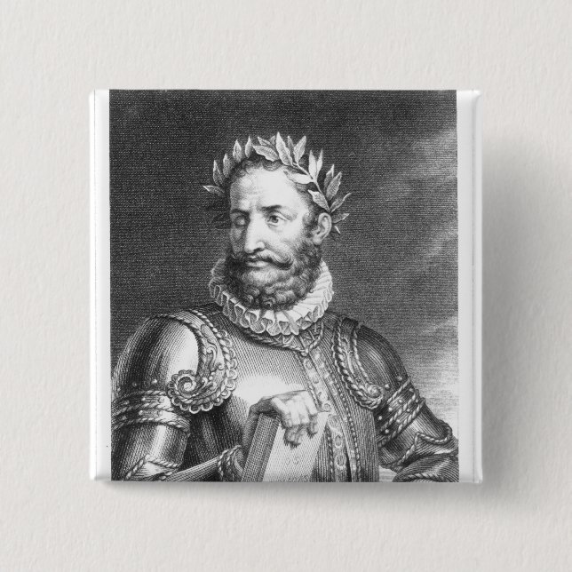 Bóton Quadrado 5.08cm Luiz Vaz de Camoes gravado por B. Roger (Frente)