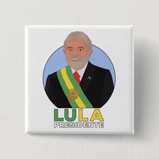 Bóton Quadrado 5.08cm Lula Presidente (Frente)