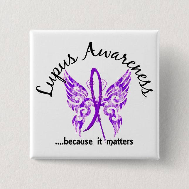 Bóton Quadrado 5.08cm Lúpus da borboleta 6,1 do tatuagem do Grunge (Frente)