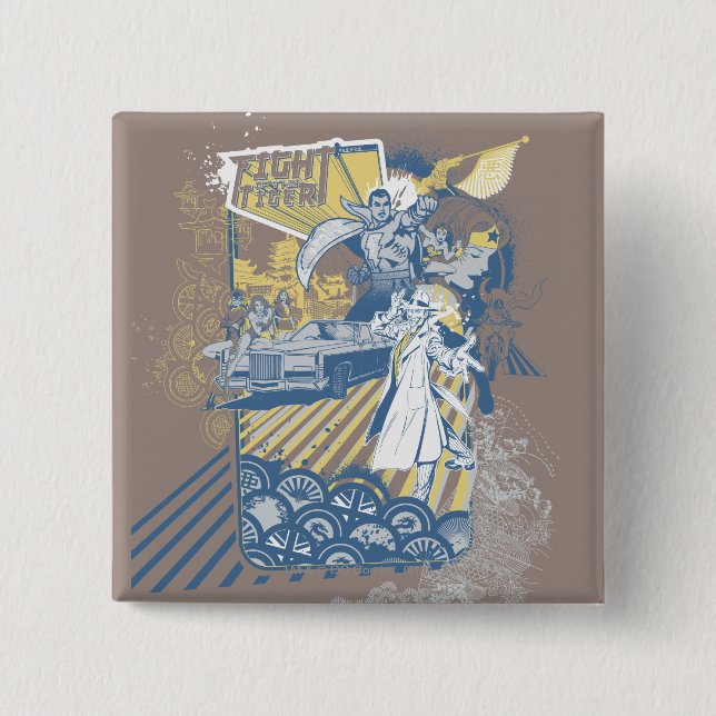 Bóton Quadrado 5.08cm Luta do Tigre (Frente)