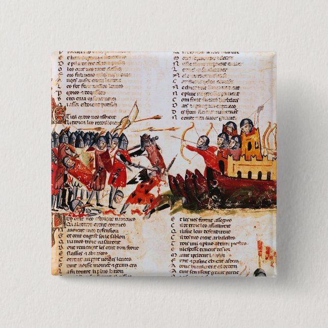 Bóton Quadrado 5.08cm Luta dos cavaleiros (Frente)