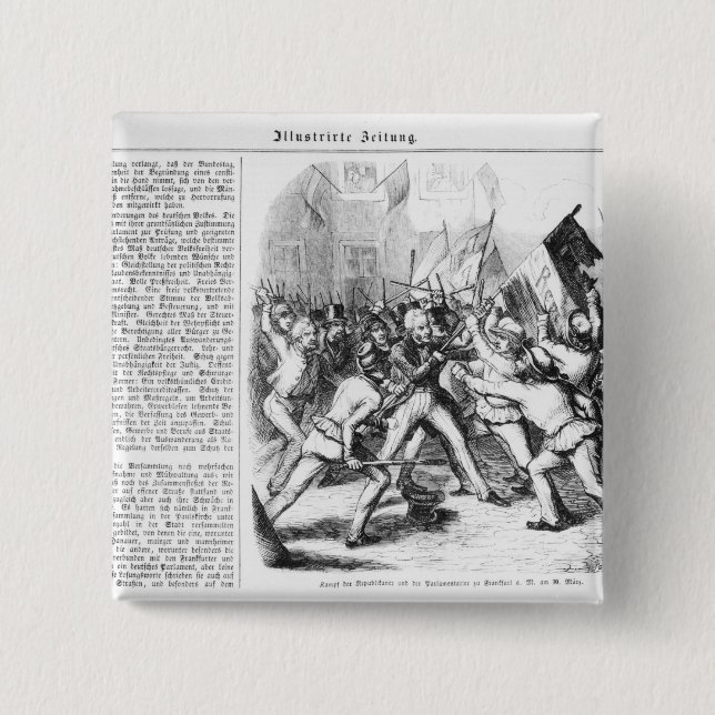 Bóton Quadrado 5.08cm Luta entre os republicanos & o parlamento (Frente)