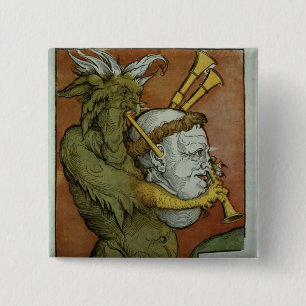 Bóton Quadrado 5.08cm Luther como os Bagpipes do diabo, c.1535