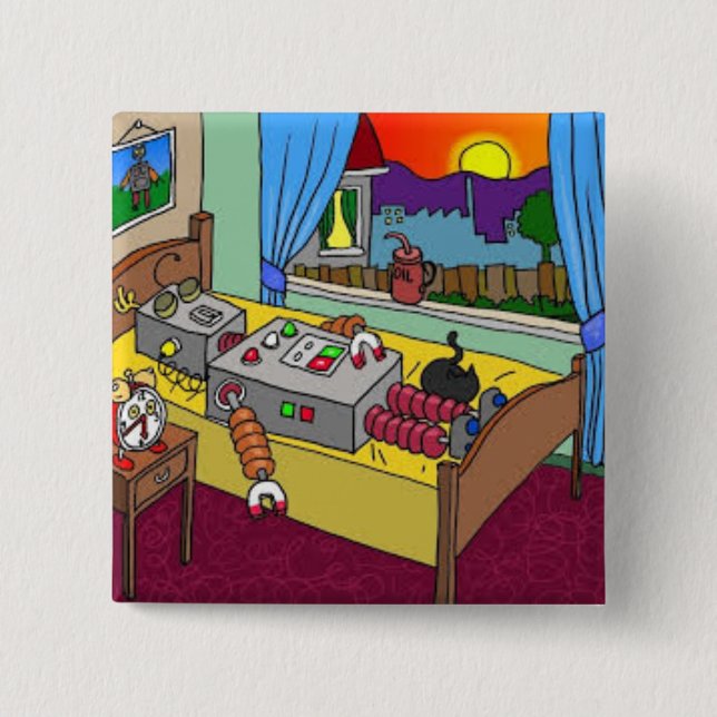 Bóton Quadrado 5.08cm ❤️ Luv de Luv U mim crachá quadrado do sono do (Frente)