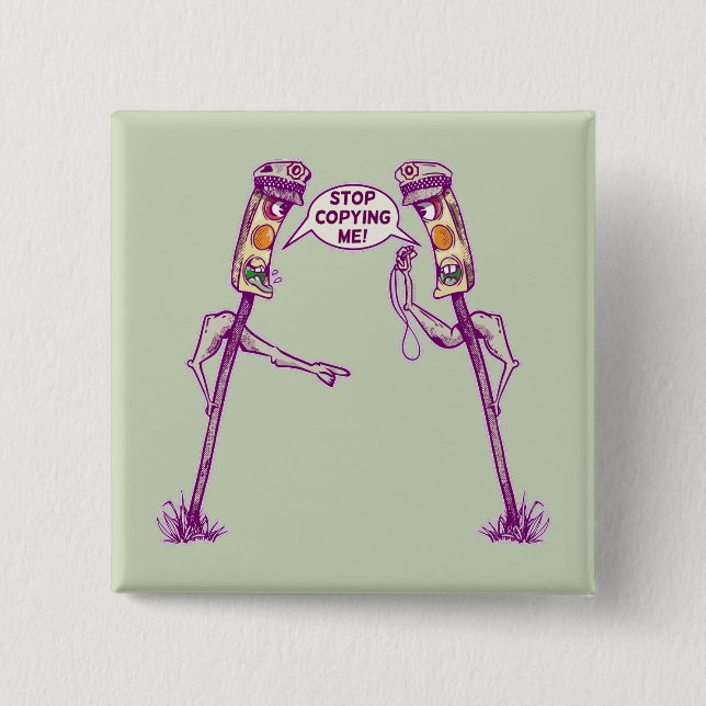 Bóton Quadrado 5.08cm Luzes de trânsito engraçadas (Frente)