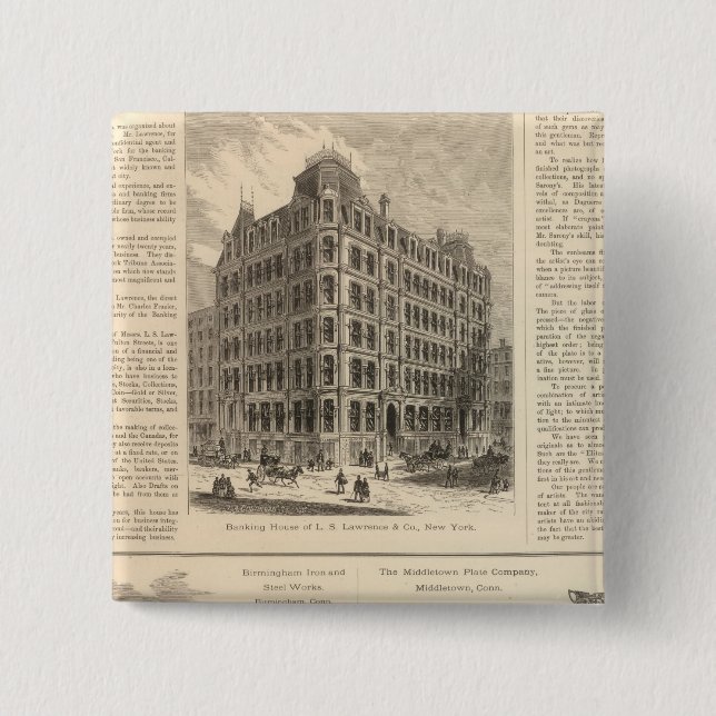 Bóton Quadrado 5.08cm LW Lawrence e Bankers Birmingham Iron (Frente)