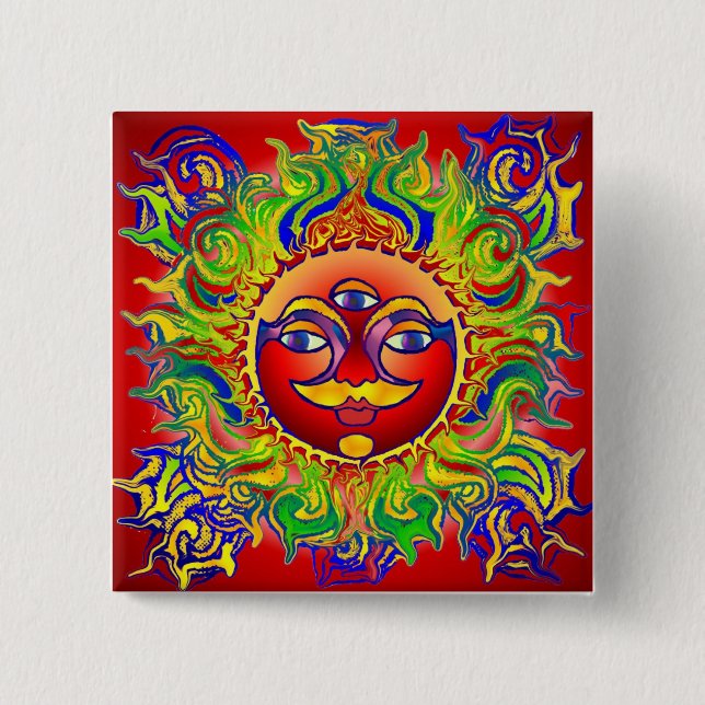 Bóton Quadrado 5.08cm Lynn Chakra (Frente)