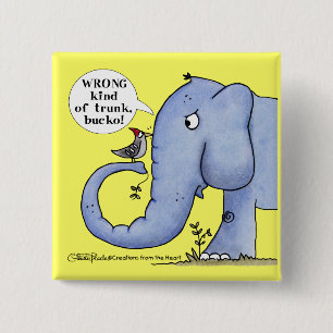 Bóton Quadrado 5.08cm Má compreensão do elefante e do pica-pau