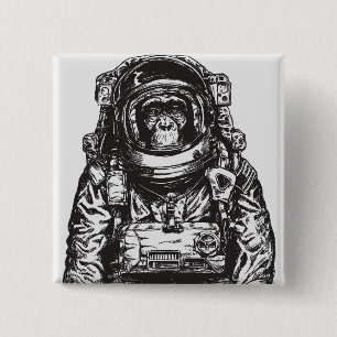 Bóton Quadrado 5.08cm Macaco Astronauta