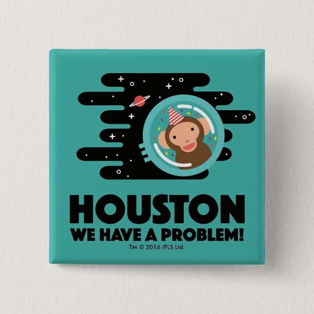 Bóton Quadrado 5.08cm Macaco do espaço (Frente)