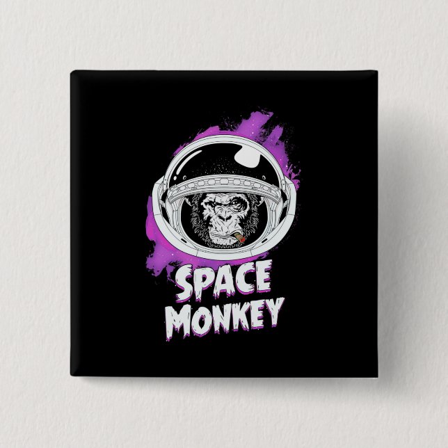 Bóton Quadrado 5.08cm Macaco espacial macaco (Frente)