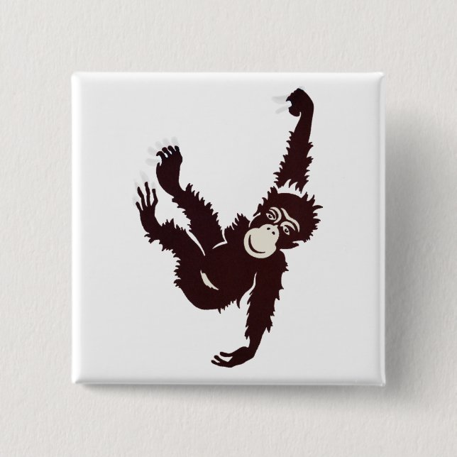 Bóton Quadrado 5.08cm Macaco Prendendo (Frente)