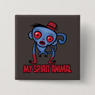 Bóton Quadrado 5.08cm Macaco Zumbi é Meu Animal Espiritual