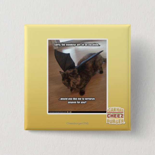 Bóton Quadrado 5.08cm Macacos em férias (Frente)