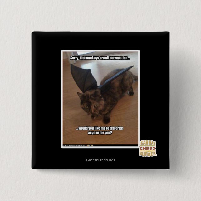 Bóton Quadrado 5.08cm Macacos em férias (Frente)