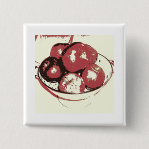Bóton Quadrado 5.08cm Maçãs de pop