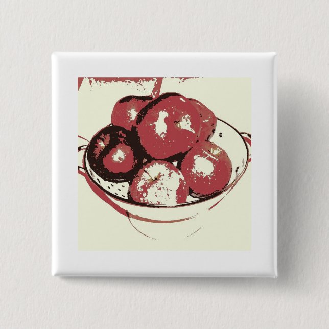 Bóton Quadrado 5.08cm Maçãs de pop (Frente)