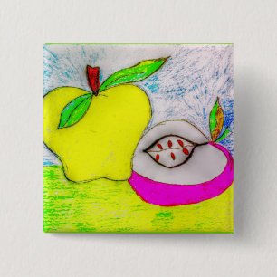 Bóton Quadrado 5.08cm Maçãs de pop Art