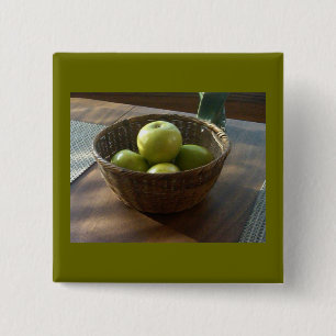 Bóton Quadrado 5.08cm Maçãs verdes