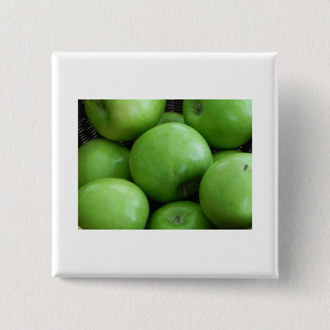 Bóton Quadrado 5.08cm Maçãs verdes (Frente)