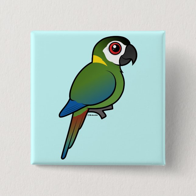 Bóton Quadrado 5.08cm Macaw Ouro-colocado um colar (Frente)