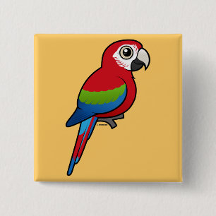 Bóton Quadrado 5.08cm Macaw Verde-voado
