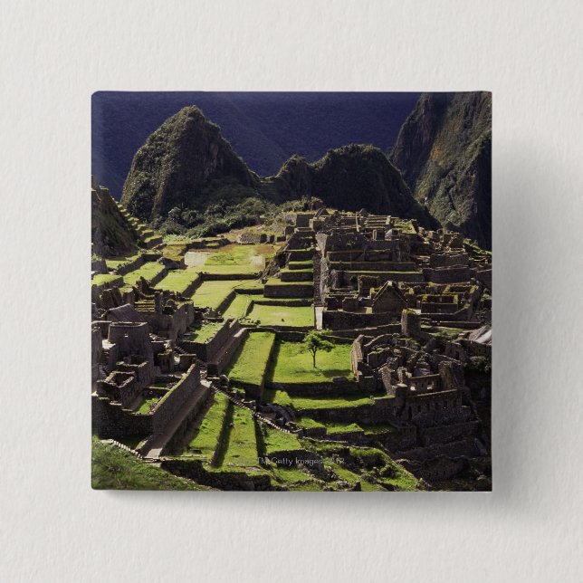 Bóton Quadrado 5.08cm Machu Picchu, Peru (Frente)