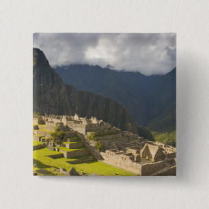 Bóton Quadrado 5.08cm Machu Picchu, ruínas antigas, patrimônio mundial U
