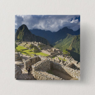 Bóton Quadrado 5.08cm Machu Picchu, ruínas antigas, UNESCO mundo 3