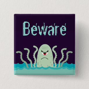 Bóton Quadrado 5.08cm Mad Octopus Beware