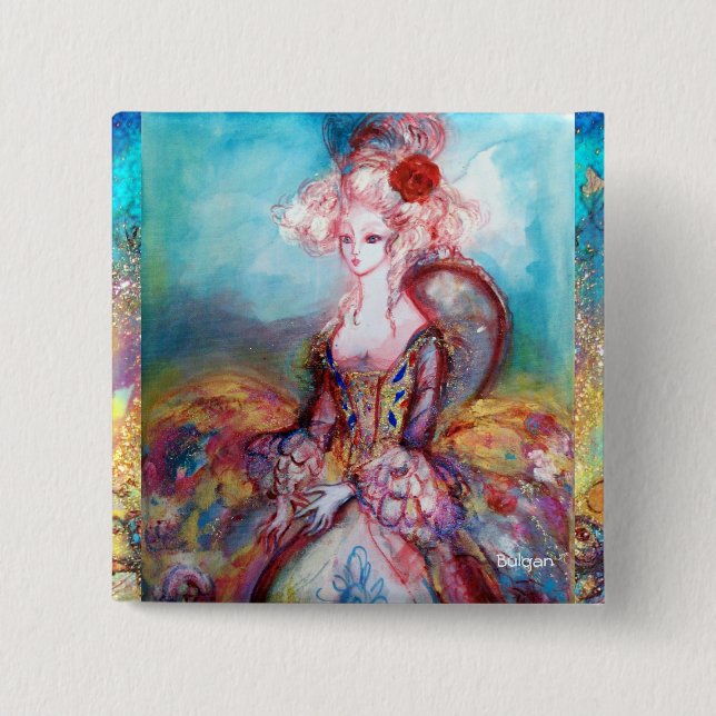 Bóton Quadrado 5.08cm MADAME POMPADOUR Elegant Beauhion (Frente)