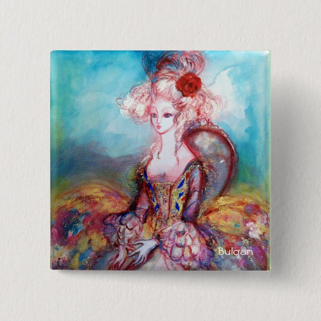 Bóton Quadrado 5.08cm MADAME POMPADOUR Elegant Beauhion (Frente)