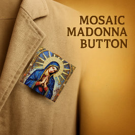 Bóton Quadrado 5.08cm Madona Mosaico