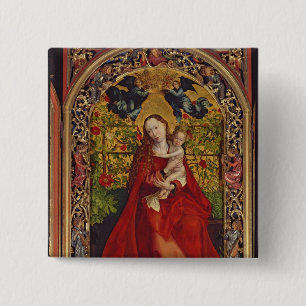 Bóton Quadrado 5.08cm Madonna do Bower do rosa, 1473