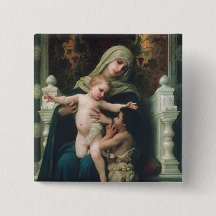 Bóton Quadrado 5.08cm Madonna e botão da criança
