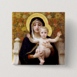 Bóton Quadrado 5.08cm Madonna e criança