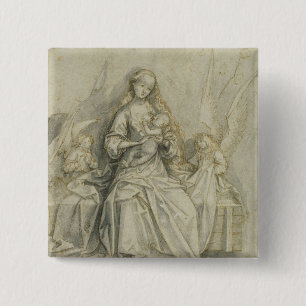 Bóton Quadrado 5.08cm Madonna e criança 3