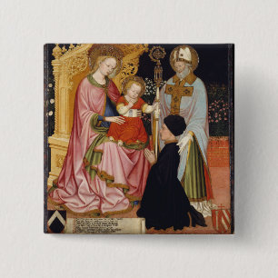 Bóton Quadrado 5.08cm Madonna e criança com o doador