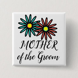 Bóton Quadrado 5.08cm Mãe das Flores de Coral Turquesa