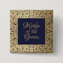 Mãe Dourada do Noivo Elegante Casamento Azul Marin