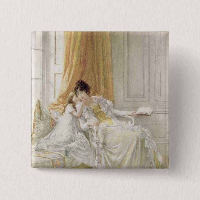 Bóton Quadrado 5.08cm Mãe e criança, 1864 (Frente)