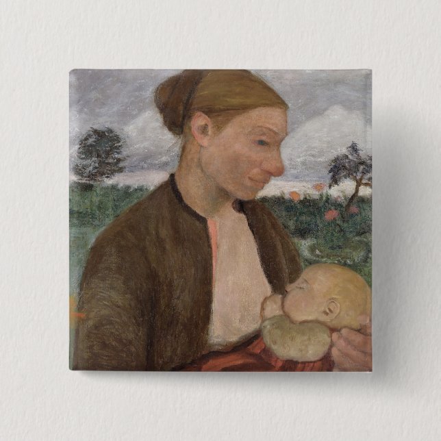 Bóton Quadrado 5.08cm Mãe e Criança, 1903 (Frente)
