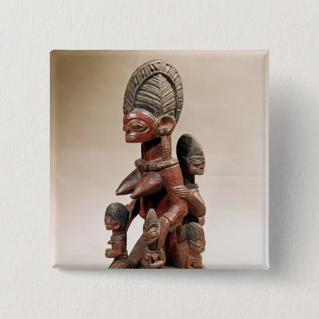 Bóton Quadrado 5.08cm Mãe e crianças (Frente)