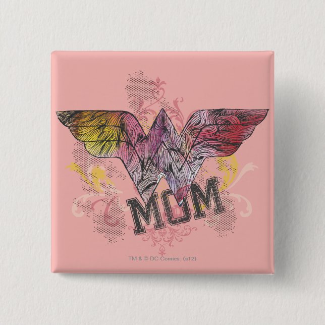 Bóton Quadrado 5.08cm Mãe maravilhosa Mídia mista (Frente)